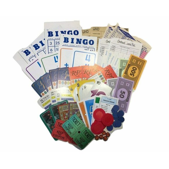 Assorted Game Card Pieces Crafts Junk Journal Ephemera Lot 72 Pcs mq - Picture 1 of 7